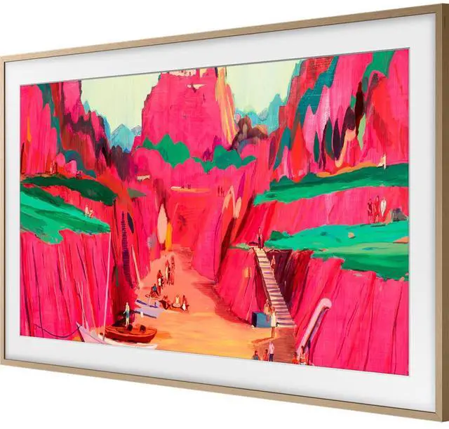 Alt view image 6 of 18 - SAMSUNG 85 The Frame Customizable Bezel (2025 Model), Magnetic, Quick and Easy Installation, VG-SCFF85TKBZA, Modern Teak