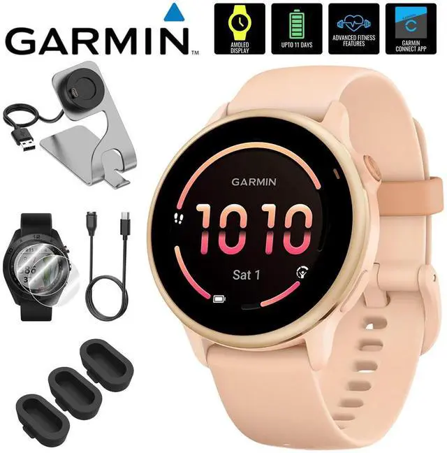 Main image of Garmin VIVOACTIVE 6 Health & Fitness GPS Smartwatch, Pink Dawn + Accessories Bundle