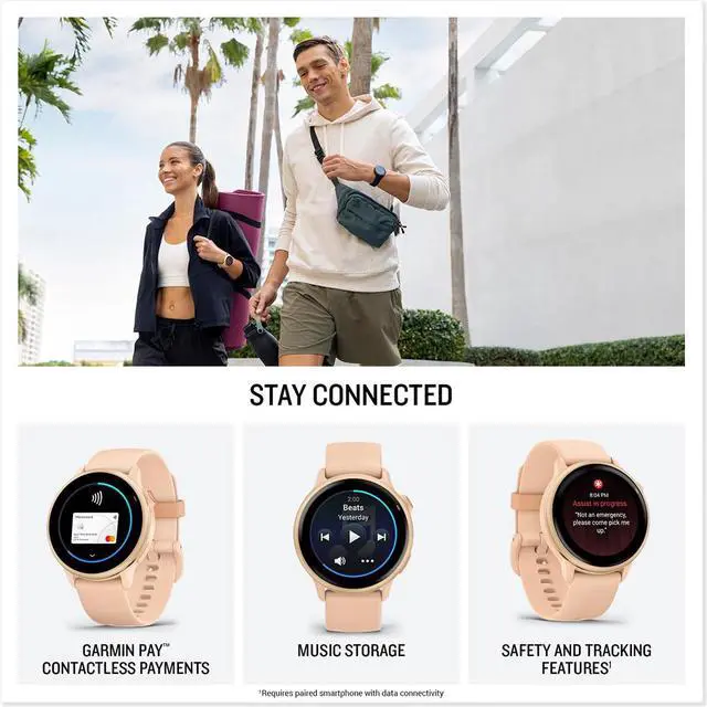 Alt view image 5 of 7 - Garmin VIVOACTIVE 6 Health & Fitness GPS Smartwatch, Pink Dawn + Accessories Bundle