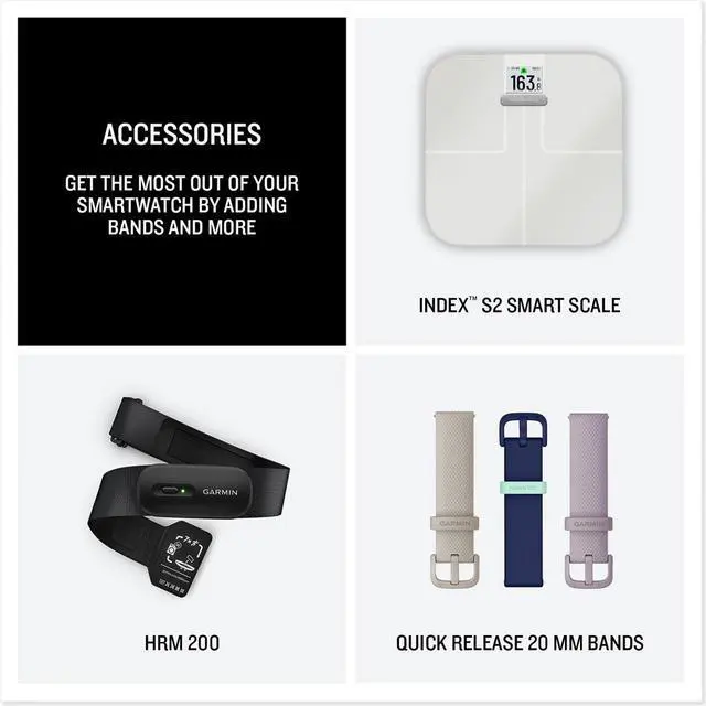 Alt view image 7 of 7 - Garmin VIVOACTIVE 6 Health & Fitness GPS Smartwatch, Pink Dawn + Accessories Bundle