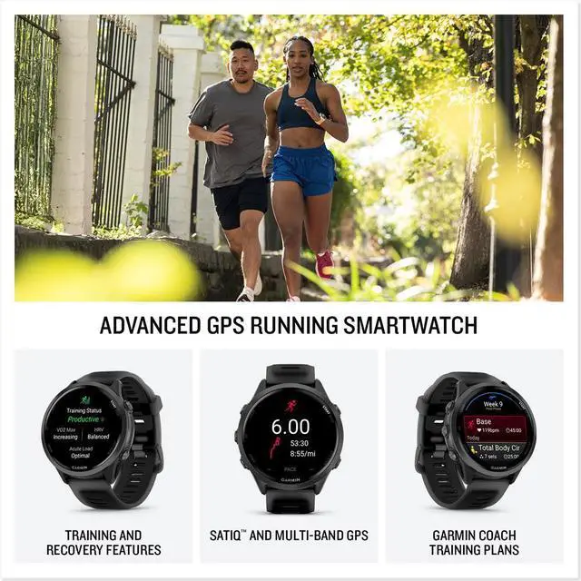 Alt view image 3 of 7 - Garmin Forerunner 570 47mm GPS Smartwatch, Aluminum & Black Band + Accessories Bundle