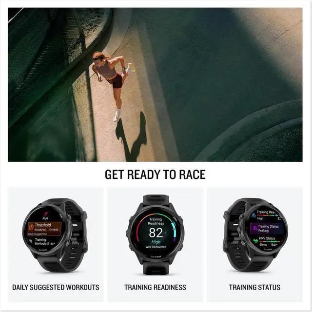 Alt view image 5 of 7 - Garmin Forerunner 570 47mm GPS Smartwatch, Aluminum & Black Band + Accessories Bundle