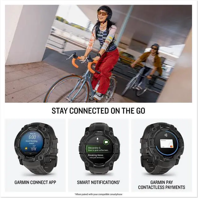 Alt view image 2 of 7 - Garmin 3 - 50 mm GPS Smartwatch AMOLED Neo Tropic with Charging Dock Bundle