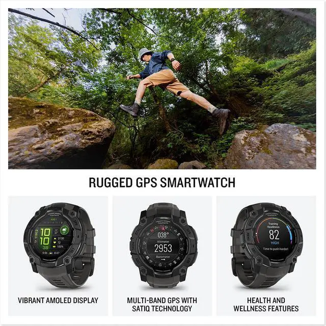 Alt view image 3 of 7 - Garmin 3 - 50 mm GPS Smartwatch AMOLED Neo Tropic with Charging Dock Bundle