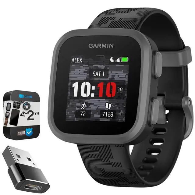 Alt view image 2 of 7 - Garmin Bounce Kids Smartwatch, Black Camo w/ Converter Adapter + 2 Yr Warranty Bundle