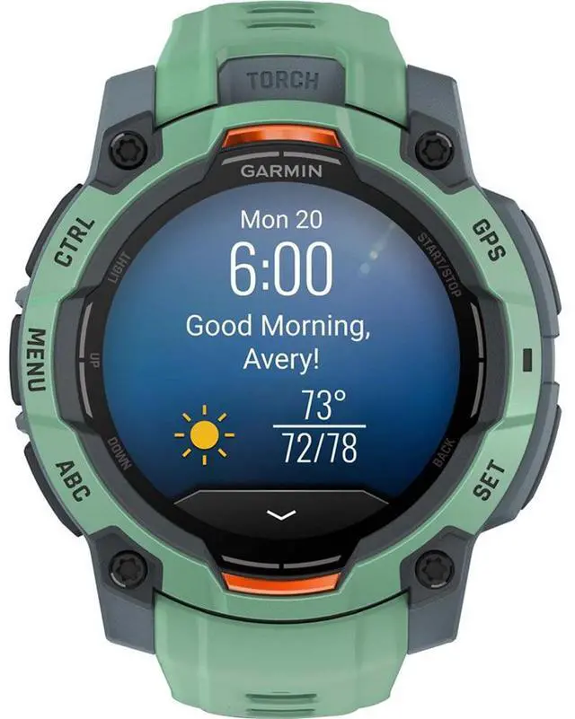 Alt view image 2 of 7 - Garmin Instinct 3 45mm GPS Smartwatch, Neo Tropic w/Neo Tropic Band +Accessories Bundle