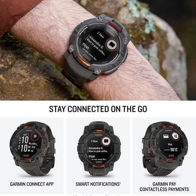 Alt view image 4 of 7 - Garmin Instinct 3 50 mm GPS Smartwatch SOLAR Black with Accessories Bundle