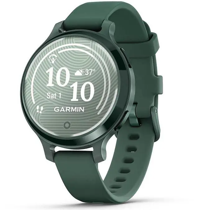 Alt view image 5 of 7 - Garmin Lily 2 Active Smartwatch Green with Green Silicone Band + Towel and Light