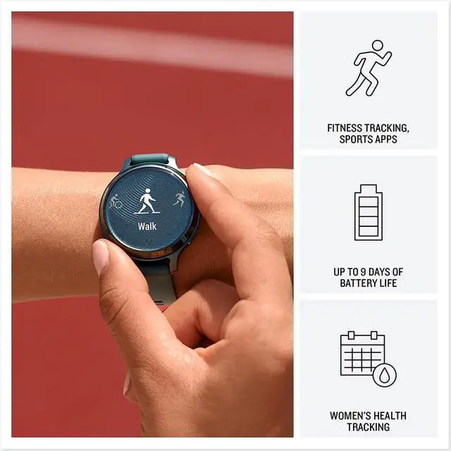 Alt view image 7 of 7 - Garmin Lily 2 Active Smartwatch Green with Green Silicone Band + Towel and Light