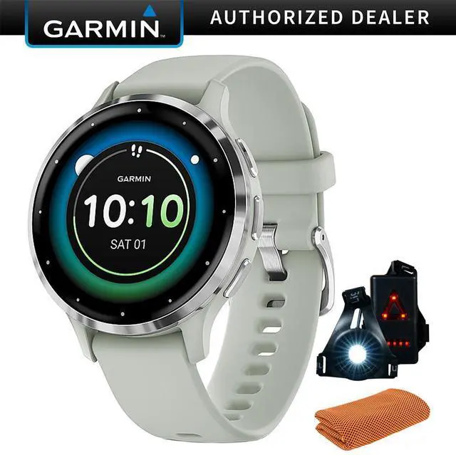 Main image of Garmin Venu 3S Fitness GPS Smartwatch Steel Bezel w/ Sage Gray Case + Accessories Kit