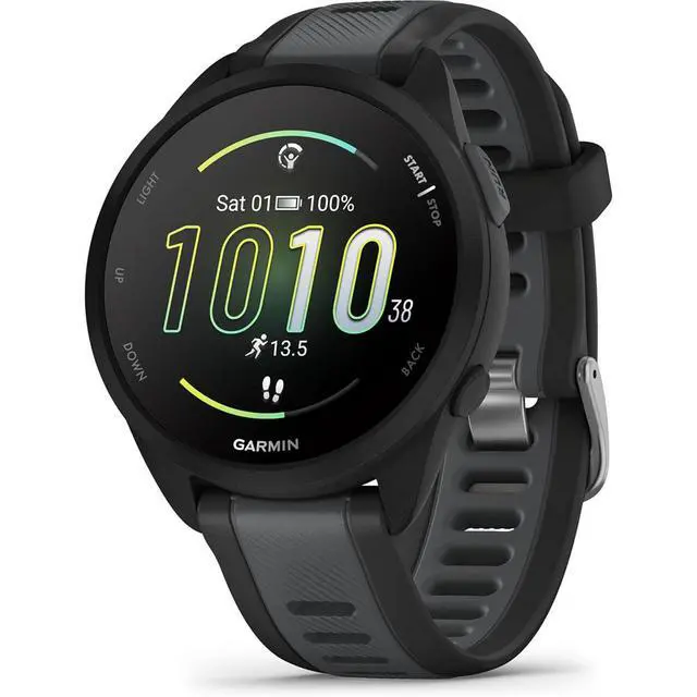 Alt view image 2 of 7 - Garmin Forerunner 165 Music Smart Sport Watch, Black +Slate Gray + 2 Yr Warranty Bundle