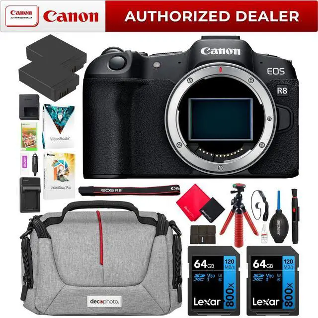 Main image of Canon EOS R8 Full Frame Mirrorless Camera Body + Essential Accessories Kit Bundle