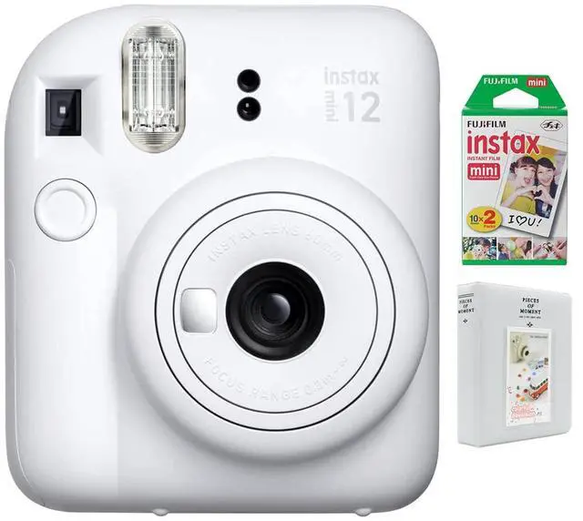 Main image of Fujifilm Instax Mini 12 Instant Camera, Clay White w/ Instant Film + Photo Album