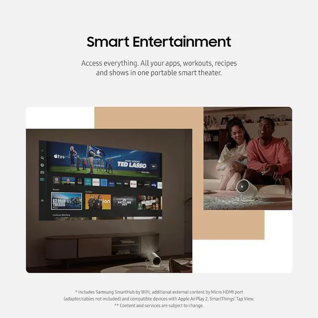 Alt view image 7 of 7 - Samsung The Freestyle Projector 2nd Gen with Gaming Hub + 2 Year Protection Pack