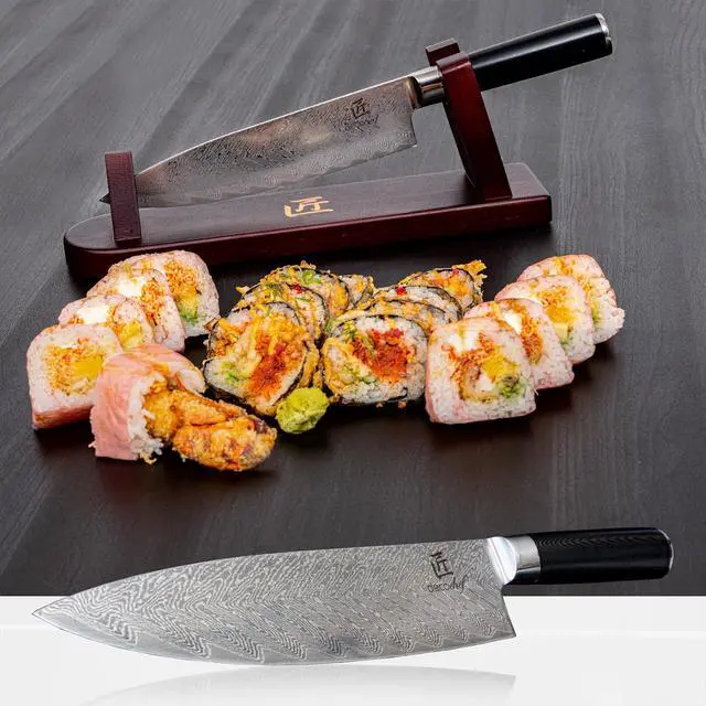 Alt view image 3 of 7 - Deco Chef Chef Knife 8-inch Damascus Steel - 67 Layers AUS-10 Razor Sharp Japanese Quality