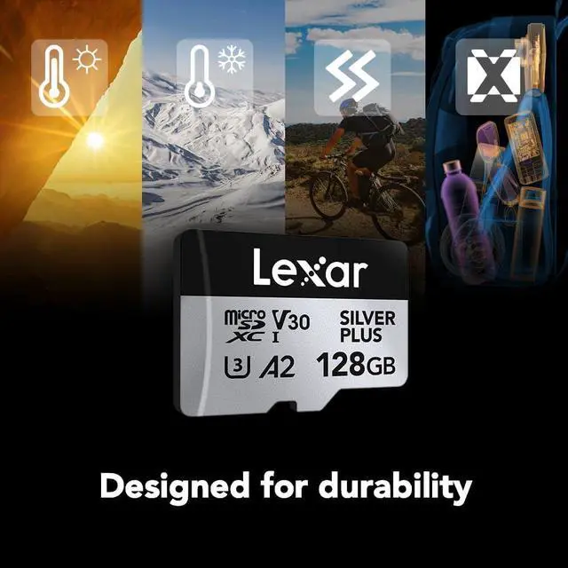 Alt view image 5 of 6 - Lexar 128GB Professional Silver Plus microSDXC Card 2 Pack