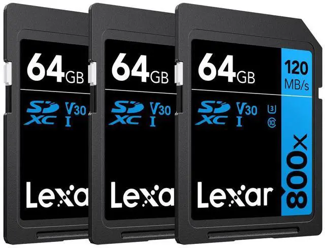 Main image of Lexar 64GB High-Performance 800x UHS-I SDXC Memory Card BLUE Series - (3-Pack)