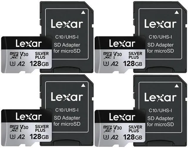 Main image of Lexar 128GB Professional Silver Plus microSDXC Card 4 Pack