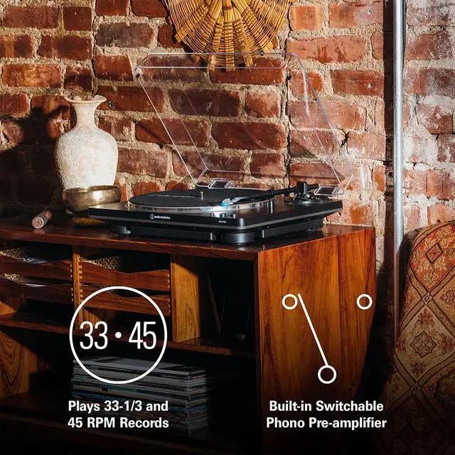 Alt view image 7 of 7 - Audio-Technica AT-LP70X-BZ Automatic Belt-Drive Turntable with Cleaning Bundle