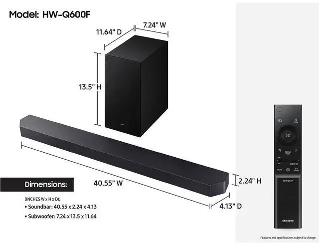 Alt view image 7 of 7 - Samsung HW-Q600F 3.1.2ch Soundbar and Subwoofer (2025) + 26 Months Protection Bundle
