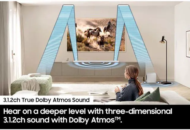 Alt view image 5 of 7 - Samsung 3.1.2ch Wireless Soundbar White 2024 + 26 Months Protection Pack Bundle