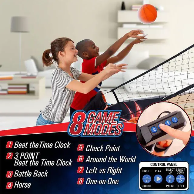 Alt view image 5 of 7 - Deco Gear Arcade Basketball Game, Indoor 1-4 Player w/ 1 Year Extended Warranty