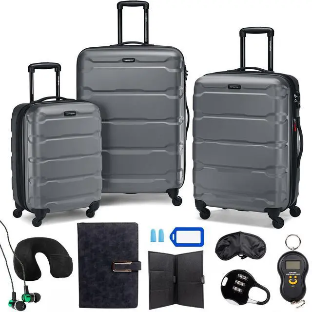 Main image of Samsonite Omni Hardside Nested Luggage Spinner Set, Charcoal w/ 10pc Accessory Kit