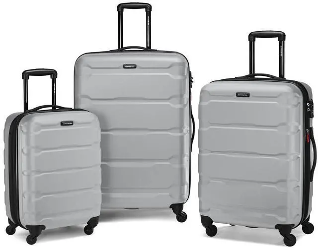 Alt view image 2 of 7 - Samsonite Omni Hardside Nested Luggage Spinner Set, Silver w/ 10pc Accessory Kit