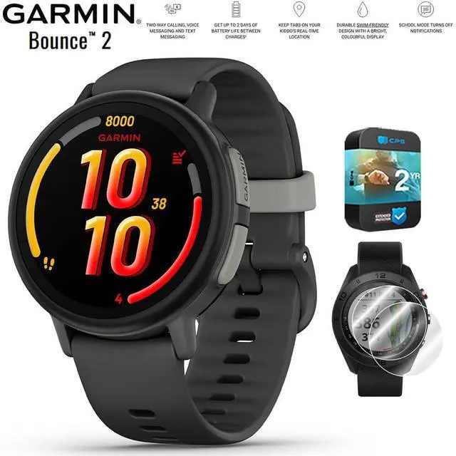 Main image of Garmin Bounce 2 Kids Smartwatch with Calling Slate Gray + 2 Year Warranty Bundle