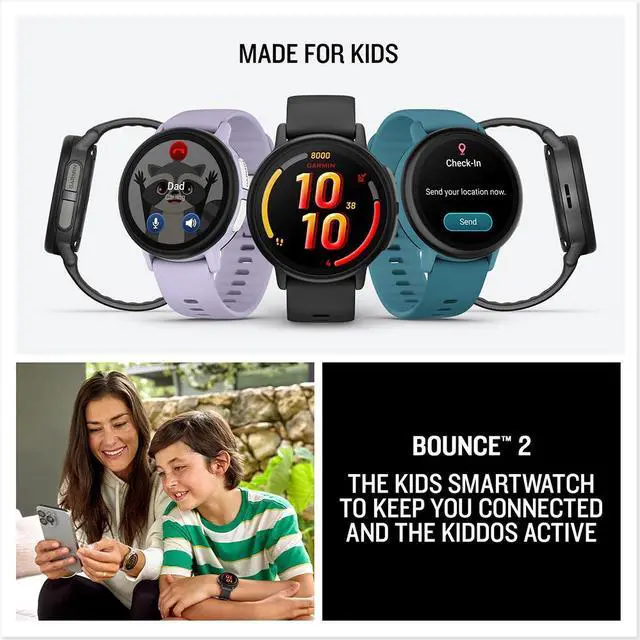 Alt view image 7 of 7 - Garmin Bounce 2 Kids Smartwatch with Calling Slate Gray + 2 Year Warranty Bundle