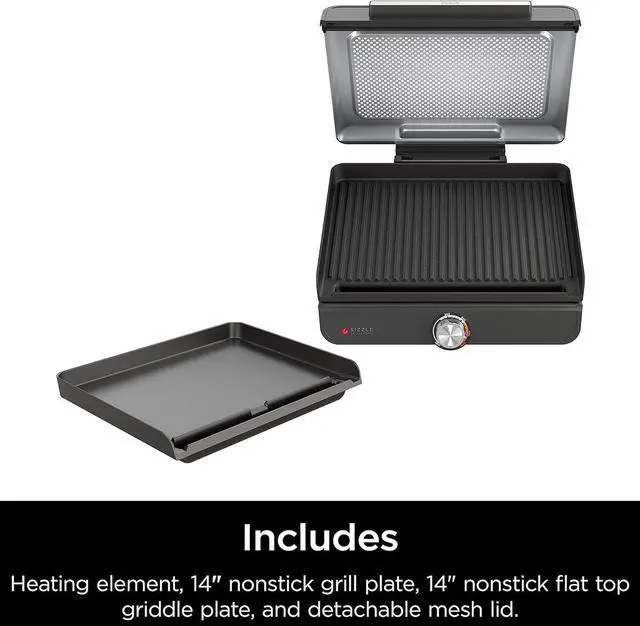 Alt view image 3 of 7 - Ninja GR101 Sizzle Smokeless Indoor Grill & Griddle,
