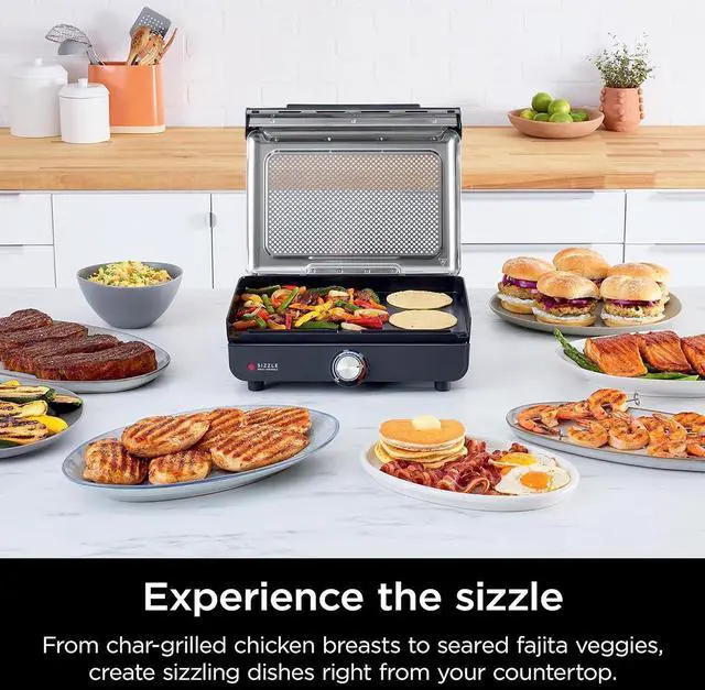 Alt view image 7 of 7 - Ninja GR101 Sizzle Smokeless Indoor Grill & Griddle,