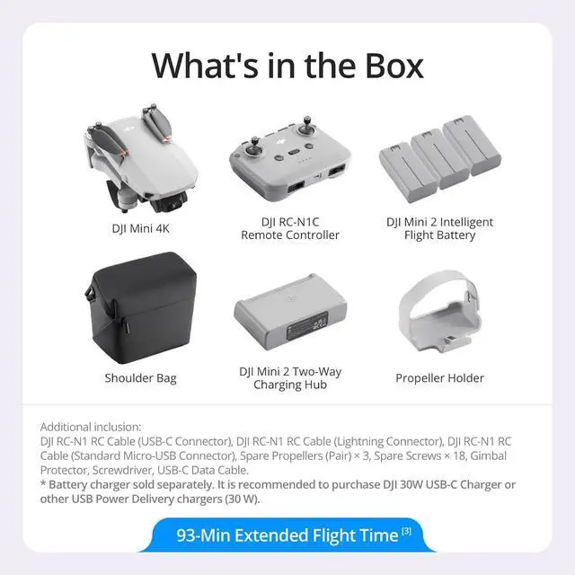 Alt view image 7 of 7 - DJI Mini 4K Drone Quadcopter Fly More Combo + RC-N1 Remote &Extended Warranty Bundle