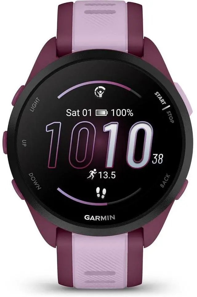 Alt view image 3 of 7 - Garmin Forerunner 165 Music Smart Sport Watch, Berry + Lilac w/ Accessories Bundle