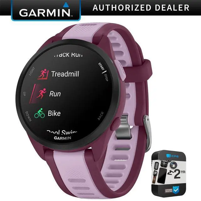 Main image of Garmin Forerunner 165 Music Smart Sport Watch, Berry + Lilac w/ Warranty Bundle