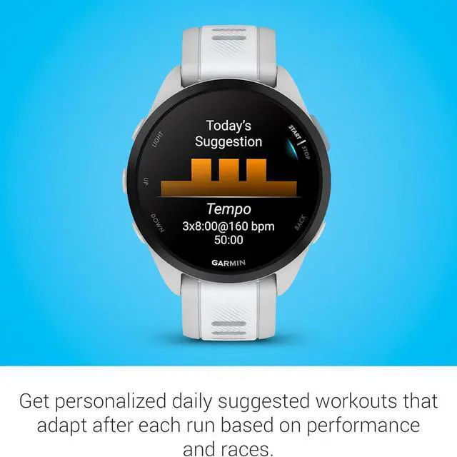 Alt view image 6 of 7 - Garmin Forerunner 165 Smart Sport Watch, Mist Gray +Whitestone + 2 Year Warranty Bundle