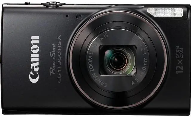 Main image of Canon PowerShot ELPH 360 HS A (Black), 20.2MP CMOS, 12x Zoom, OIS, 1080p Full HD