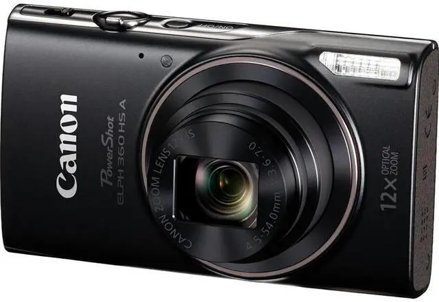 Alt view image 2 of 17 - Canon PowerShot ELPH 360 HS A (Black), 20.2MP CMOS, 12x Zoom, OIS, 1080p Full HD