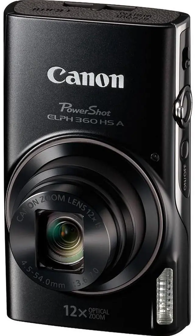 Alt view image 5 of 17 - Canon PowerShot ELPH 360 HS A (Black), 20.2MP CMOS, 12x Zoom, OIS, 1080p Full HD