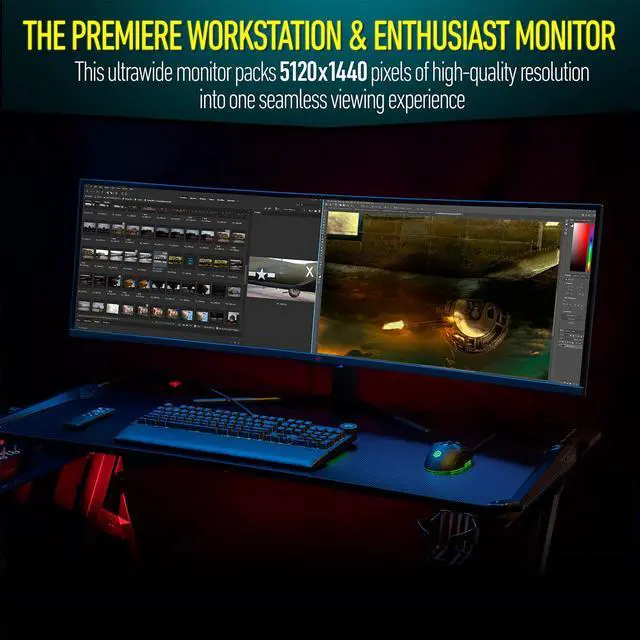 Alt view image 2 of 7 - Deco Gear 49" Curved Ultrawide 5K Monitor 5120x1440 DGHD, 120Hz, 101% NTSC, 100% sRGB