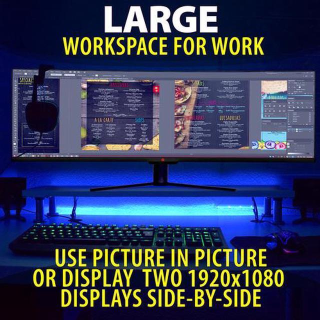 Alt view image 7 of 7 - Deco Gear 49" Curved Ultrawide E-LED Gaming Monitor, 32:9 Aspect Ratio, Immersive 3840x1080 Resolution, 144Hz Refresh Rate, 3000:1 Contrast Ratio (DGVIEW490)