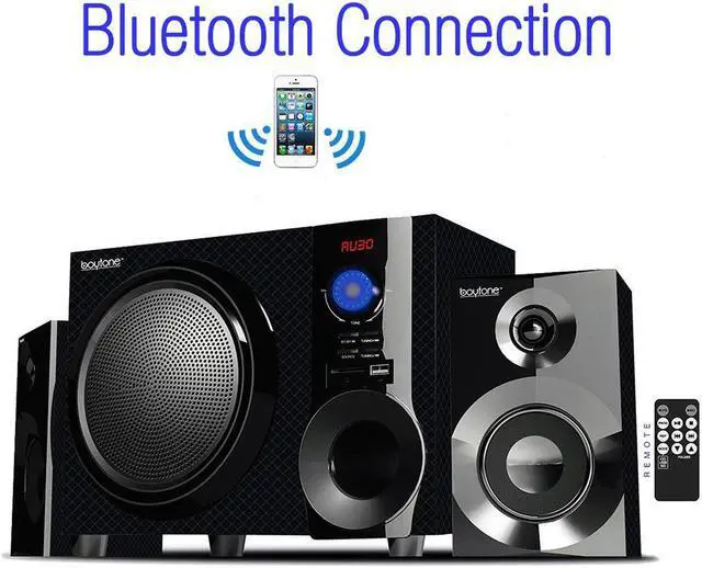 Alt view image 7 of 20 - Boytone BT-210FD Wireless Bluetooth 30W Speaker System with FM Radio & Remote Control for Smartphones, Tablets, Desktop
