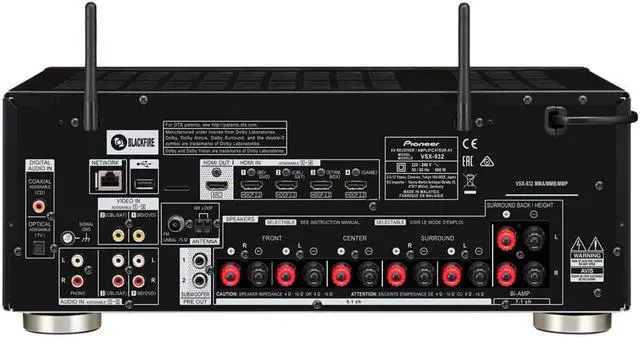 Alt view image 4 of 8 - Pioneer VSX-932 7.2-Channel Network AV Receiver with Ultra HD Pass-through with HDCP 2.2