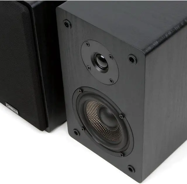 Alt view image 4 of 16 - Micca Bookshelf Speakers w/4" Carbon Fiber Woofer&Silk Dome Tweeter (Black, Pair) MB42