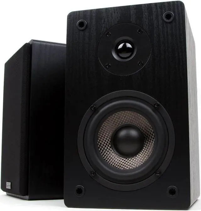 Main image of Micca Bookshelf Speakers w/4" Carbon Fiber Woofer&Silk Dome Tweeter (Black, Pair) MB42