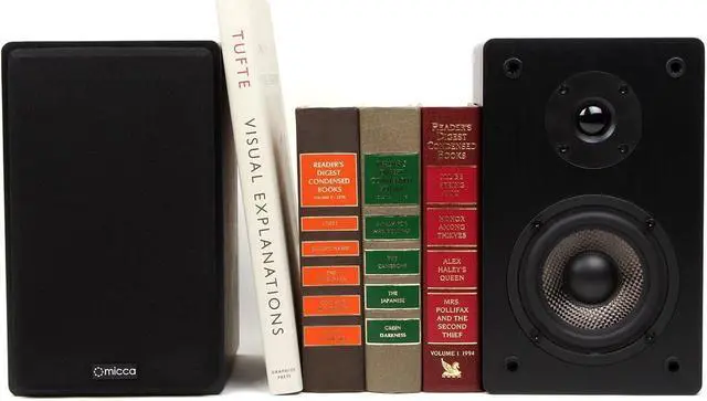 Alt view image 7 of 16 - Micca Bookshelf Speakers w/4" Carbon Fiber Woofer&Silk Dome Tweeter (Black, Pair) MB42