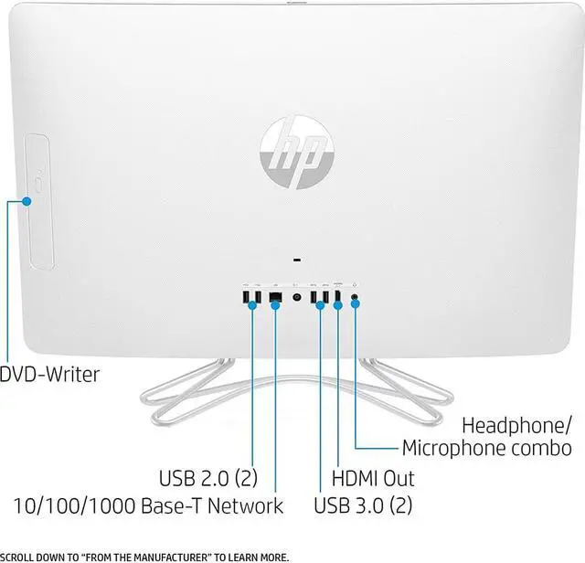 Alt view image 8 of 8 - HP All-in-One Computer 24-e040 Intel Core i3-7100U 8GB DDR4 1TB HDD 23.8" Windows 10 Home 64-Bit