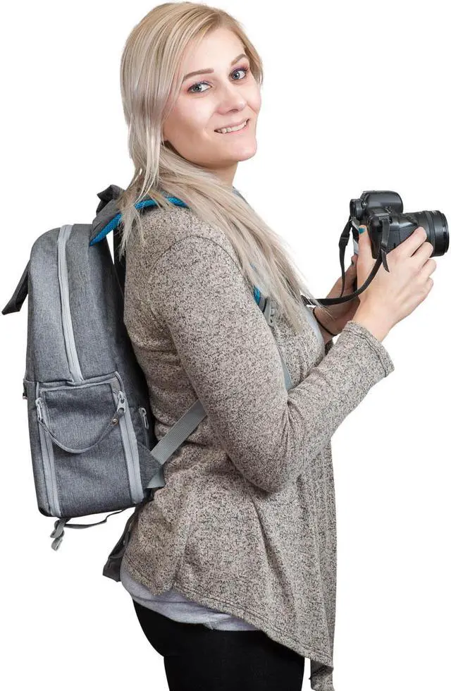 Alt view image 4 of 9 - Deco Gear Multifunction Camera Backpack for Canon, Nikon, Sony SLR/DSLR & Mirrorless Cameras, Lenses, and Accessories w/Rain Cover (Gray)