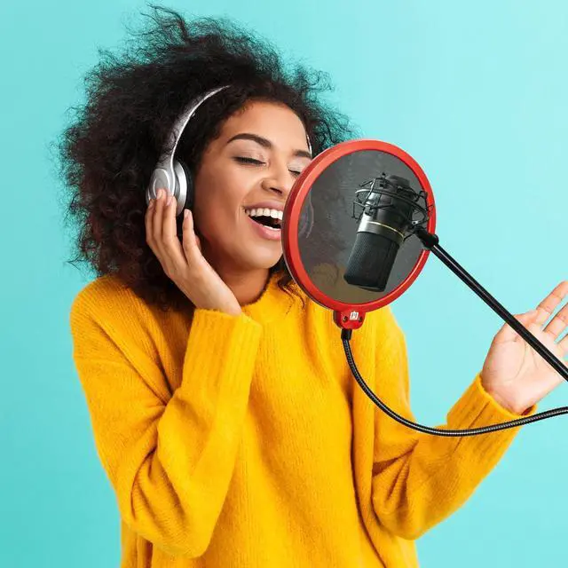 Alt view image 5 of 7 - Deco Gear Microphone Suspension with Boom Scissor Arm Stand and Pop Filter Bundle