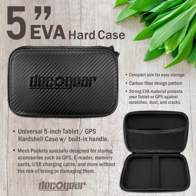 Alt view image 3 of 7 - Deco Gear Hard EVA Case with Zipper for Tablets and GPS - 5 Inch
